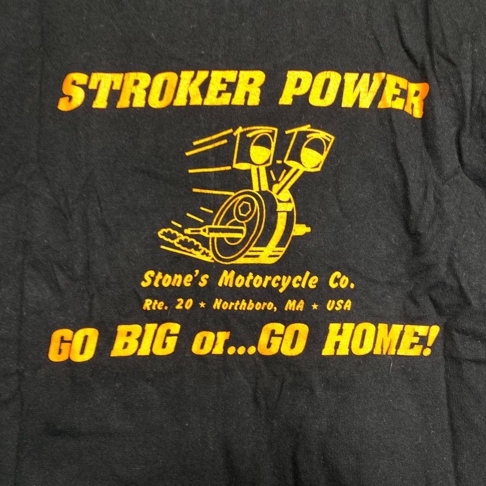 Vintage Stroker Power Stone's Motorcycle T-Shirt Mens XL Black Fruit of the Loom